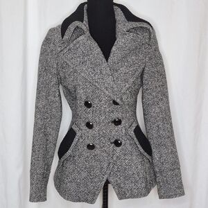 Trina Turk Double Breasted Fitted Tweed Coat - Size 2